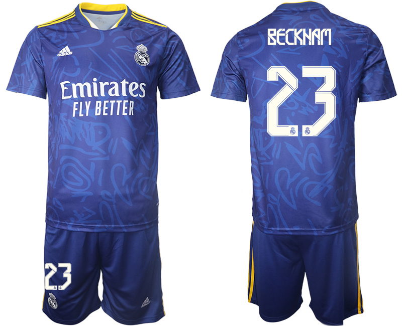 Men 2021-2022 Club Real Madrid away blue #23 Soccer Jerseys->real madrid jersey->Soccer Club Jersey